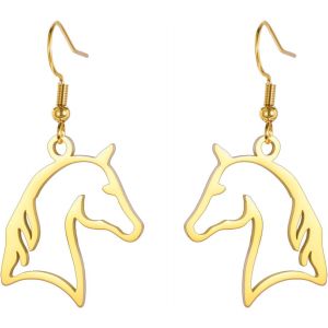 Kal-Boucles D'oreilles D&eacute;licates En Forme De T&ecirc;te De Cheval En Acier Inoxydable Avec Pendentif En Forme D'animal Minimaliste Et Unique Pour Amoureux Des Chevaux Femmes Et Hommes - Neuf