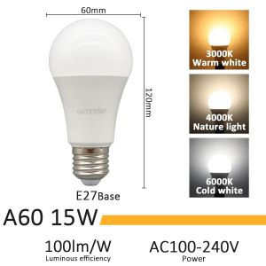 KALSA-Ampoule Led 3 Couleurs Ajustées, Ac110V 220V E27 B22, Ampoule De Base 3Cct (3000K 4000K 6000K), Fonction Mémoire, Réinitialisation De La Température Des Couleurs, 1 À 20 Pièces,15W E27,10Pcs - Neuf