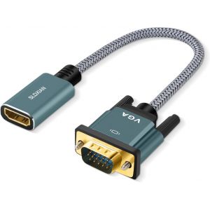 Adaptateur Hdmi Vers Vga,Convertisseur Hdmi Femelle &Agrave; Vga M&acirc;le 1080P Pour Pc,Tv Box,Moniteur,Projecteur,Xbox (15Cm) - Neuf