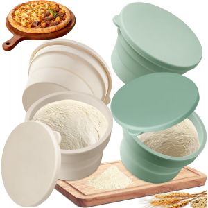 Mevronisshop-4 Pièces Boite Fermentation Pizza, Silicone Antiadhésif Rétractable Pâte À Pizza Fermentée Peu Encombrante Boîte De Rangement Alimentaire Pour La Maison, La Cuisine, Le Restaurant - Neuf