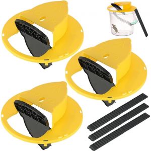 ASFASFq-Mise à Jour Piège à Souris, piège à Rats avec réinitialisation Automatique Multi-Fpiège/piège Humain intérieur extérieur sans lac Kill Compatible avec Seau de 5 litres (3Pcs Yellow) - Neuf