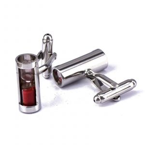 Boutons De Manchette Pour Homme, Design Sablier Argent&iquest;&iquest; Et Rouge, En Acier Inoxydable, Accessoires De Chemise D'affaires Pour Tenue Formelle - Neuf