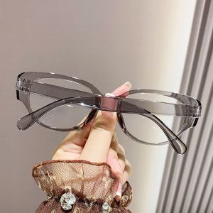 Lunettes Anti-Lumière Bleue Unisexe Rétro Kitty Eye Cadre Vue Claire Charnière Forte Protection Des Yeux Clair Bluelight Lunettes Lunettes Utilisation De Bureau Lunettes-Gris - Neuf
