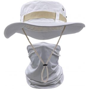 Chapeau De Soleil Hommes À Large Bord Camo Chapeau Homme Visage Écharpe Camouflage Militaire Armée Chapeau Seau Safari Chapeaux De Randonnée Chasse Maille Plage Cap.[Z114] - Neuf
