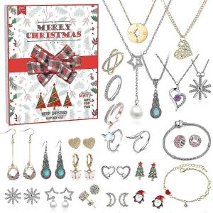 Calendrier De L'avent 2022 Pour Femmes Et Filles, 24 Surprises Avec Colliers, Boucles D'oreilles, Bagues, Bracelets Et Bracelets De Cheville, Bijoux Fantaisie De Haute Qualité Dxldv-Ll0068 - Neuf