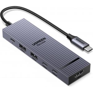 Revodok Pro 106 10Gbps Hub USB C HDMI 4K 60Hz 4 Data Ports 2A2C PD 100W 6 en 1 Docking Station Compatible avec iPhone 16 15 Série MacBook iPad Air 2024 Mac Mini M4 Surface Galaxy S24 - Neuf