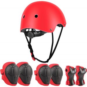 Kit De Protection Pour Casque De Vélo Pour Enfant, Réglable, Coudières, Genouillères, Protège-Poignets, Kit De Protection Pour Enfant, Skateboard, Vélo, Roller, Scooter - Neuf
