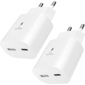 LORANKA-2 Pi&egrave;ces Chargeur USB C,25W 2-Port Charge Rapide Prise USB-C et USB-A pour Samsung Galaxy S25 S24 S23 S22 S21 S20 Ultra FE,A56 A55 A54 A36 A35 A34 A05s A04s,Z Flip 7/6 Type C Secteur Adaptate - Neuf