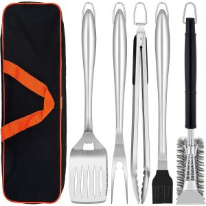 Ulteronixshop-Lot de 6 ustensiles de barbecue en acier inoxydable avec sac de transport, kit d'outils de barbecue avec pince, spatule, fourchette, accessoires de barbecue pour homme, cadeau de No&euml;l - Neuf