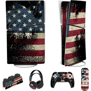 Eryi-Autocollant Protection Pour Ps5 Slim Console Accessoires,Sticker Skin Pour Ps5 Manette & Télécommande & Casque & Station De Charge,Digital Edition-Drapeau Américain - Neuf