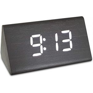Réveils simples d'utilisation, alarme de chevet, fonction répétition, sans tic-tac, variateur de luminosité à gamme complète, affichage à gros chiffres effet bois - Neuf