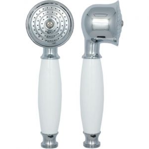 Salle de bain parfaite de la tête de douche, anti-calcaire, douche de tête avec céramique blanche poignée, l'argent de la tête de douche - Neuf