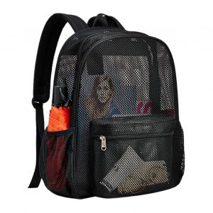 Sac &agrave; dos en filet | Sac &agrave; dos universitaire transparent, l&eacute;ger et r&eacute;sistant | Sac &eacute;tudiant semi-transparent et confortable avec de multiples poches - Neuf