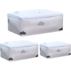 Pack De 3 Clair Peva Housses À Vêtements, Vêtements De Stockage Des Sacs, Des Vêtements Organisateur Des Sacs, Des Vêtements, Des Boîtes De Rangement (Les Nuages) - Neuf