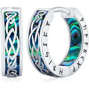 Boucles D'oreilles Viking Rune Pour Hommes Femmes En Argent Sterling 925 Noir Boucles D'oreilles Cr&eacute;oles Viking Nordiques Style Punk Boucles D'oreilles Piercing Bo&icirc;te Cadeau Pour Hommes Mari - Neuf