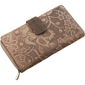 Greta' Vintage Portefeuille Porte-Monnaie Pour Femmes Porte-Billets Motifs Fleuris En Cuir V&eacute;ritable R&eacute;tro - Neuf