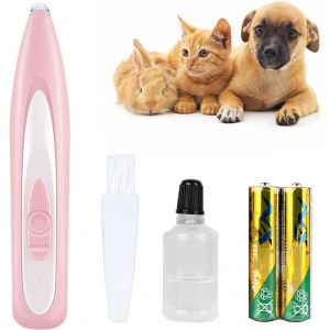 Jgd-Tondeuse Silencieuse Pour Chien Et Chat - Avec Lumi&egrave;re Led Et Lampe De Teigne - Pour Pattes, Oreilles, Yeux Et Visage (Rose) - Neuf