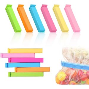 Kal-12 Pièces Pince Sachet Alimentaire 7/11cm Fermeture Sachet Alimentaire Plusieurs Couleurs Pince Alimentaire Cuisine Pour Emballage Cuisine Bonbons Snack - Neuf
