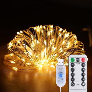 Kal-Guirlande Lumineuse, 100 Led Guirlande Led 8 Modes, Dimmable, Lumière Etoilée En Fil De Cuivre Pour Interieur, Décoration, Noël, Oirée, Mariage, Fête (Blanc Chaud 10m) - Neuf