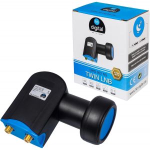 Ultra HD Twin LNB Noir - UHD 4K Full HD DVB-S/S2 - Facteur de bruit de 0,1 dB - pour deux récepteurs satellite (connexion directe) - Contacts dorés - Protection contre les intempéries - Neuf