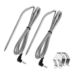 Paquet de 2 pour sondes à viande,Smoker Grill Capteur de température Accessoires pour grils à granulés avec clip de sonde - Neuf