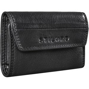 Bowie' Porte-Clés Et Portefeuille En Cuir Petit Organisateur De Clés Mini Porte-Cartes Ec Slim Wallet,Couleur:Noir - Neuf