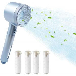 JGD-Pommeau de Douche Haute Pression, Pommeau de Douche Economie Deau, Douchette Salle de Bain, Pomme avec Filtre, Pommeau Universelle Interface 1/2 Pouce (Argent) - Neuf