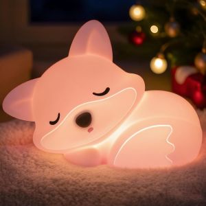 Veilleuse En Forme De Renard Rose Pour Filles, Lampe Spongieuse En Forme De Renard Mignon Pour Fille, Veilleuse En Silicone Rechargeable &Agrave; Intensit&eacute; Variable, Cadeau D'anniversaire Et De No&euml;l - Neuf