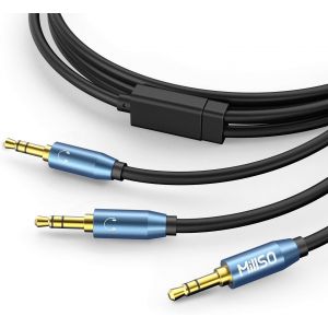 LORANKA-Adaptateur Jack de Distributeur Audio Y 3,5 mm m&acirc;le &agrave; 2X 3,5 mm m&acirc;le avec Contacts plaqu&eacute;s Or Splitter Audio auxiliaire pour t&eacute;l&eacute;phone Portable, PC, Haut-parleurs et &eacute;couteurs -2,4 m - Neuf