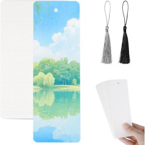 Chenquansarl-Lot De 100 Cartes Postales En Papier Aquarelle Et 100 Pompons - 15 X 5 Cm - Cartes Postales Aquarelle Vierges - 300 G - Papier Aquarelle Pour Bricolage, Marque-Pages, Cartes De V?Ux - Neuf
