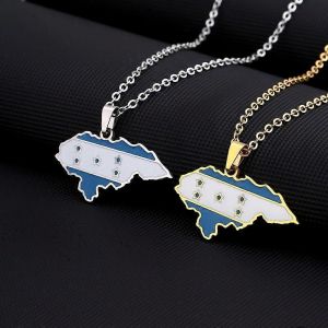 Nouveau Honduras Carte Drapeau Pendentif Collier Pour Femmes Hommes Or Argent Couleur Acier Inoxydable Mode Hondurien Bijoux Cadeaux Patriotiques - Neuf