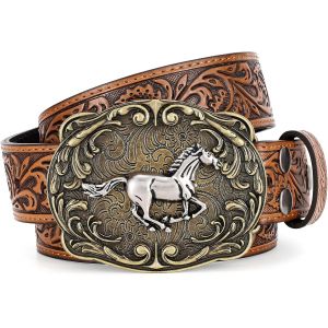 Cauc-Ceinture De Cowboy Pour Homme Et Femme - Motif Floral - Boucle En Cuir - Pour Jeans Et Tenue De Cowgirl - Neuf