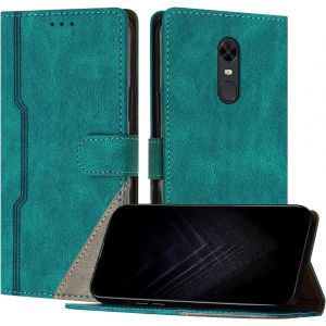 Kal-&Eacute;tui Pour Xiaomi Redmi 5 Plus, Housse En Cuir Pu Avec [Protection Antichoc Tpu] [Fonction Support] [Porte-Cartes ] Antichoc Magn&eacute;tique Coque Pour Redmi 5 Plus - Vert - Neuf