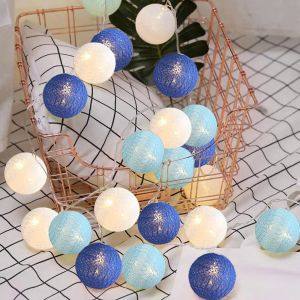 JGD-Lumi&egrave;re De F&eacute;e Led Boules De Coton, 3 M&egrave;tres 20pcs Boules De Coton Lumi&egrave;re De F&eacute;e Boules De Coton Veilleuse Pour No&euml;l, Mariage, Chambre &agrave; Coucher, D&eacute;coration d'Int&eacute;rieur, Bleu Marine - Neuf