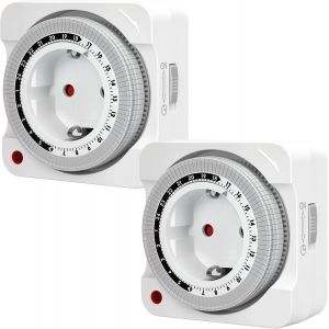 Minuterie d'ext&eacute;rieur - Prise de courant - Prise de courant - Minuterie ext&eacute;rieure - Minuterie analogique - 24 heures - Mini minuterie avec 96 segments - Packs, Time - Neuf