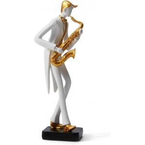 Amoy-Art Figurine de musicien Sculpture musicale Statue Décoration musicale Piano moderne Intérieur Salon Arts Cadeau Résine Saxophone 26 cmH - Neuf