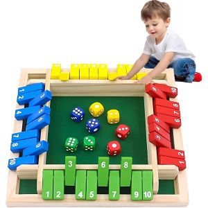 MDY-Shut The Box Jeux en Bois,Jeu de Plateau en Bois,Jeu de Dés en Bois,Jeux de Mathématiques pour Enfants,8 dés 2-4 Joueurs,Jeu de Table pour Familles, pour La Maison,La FêTe Ou Le Bar - Neuf