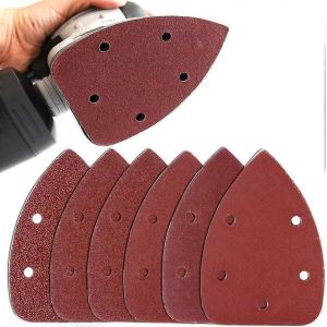 Paquet de 40 feuilles abrasives triangulaires pour ponceuses de 140 mm,5 trous Papier abrasif pour les détails de 1 - Neuf