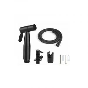 Ensemble douchette WC, flexible 1,5 m et support, adaptateur G1/2 noir - Neuf