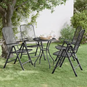 Prolenta Premium - Chaises Pliables Jardin Lot De 4 Maille M&eacute;tallique Anthracite - Neuf