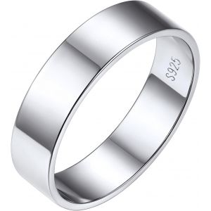 Tianyi-Bague Argent 925 Anneau Simple Bague De Fiançailles Pour Homme Femme Couple Anneau De Base Bijoux Prénom Personnalisé 3mm/5mm Blanc Taille 47-67 - Neuf
