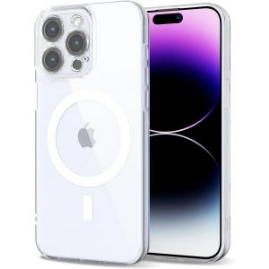 Eryi-Pour Iphone 14 Pro Max Coque Compatible Avec Magsafe, Transparente Magnétique Protection De L'objectif Etui Housse, Pleine Silicone Cover, Coque Mat Translucide Mince Antichoc, Transparent - Neuf