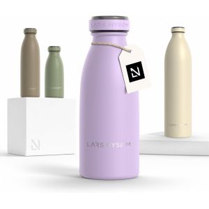 Gourde Inox 350ml | 0.35l Bouteille D`Eau Isolée | Gourde Étanche Pour Le Sport, La Bicyclette, Les Enfants (Lavender Purple, 350ml) - Neuf