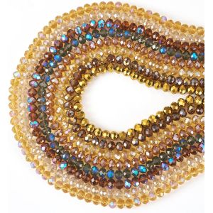 Meimie-Lot De 576 Perles Rondes En Verre Galvanisé À Facettesmarron Pour La Fabrication De Bijoux Et Accessoires Pour Cheveux - Neuf