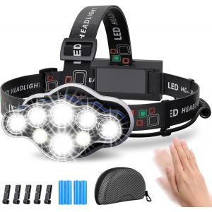 Jexnovashop-Lampe Frontale,Torche Frontale 18000 Lumens 8 Led 8 Modes D'&eacute;clairage,Lampe Frontale Led Ultra Puissante Rechargeable Usb 90&deg; R&eacute;glable &Eacute;tanche Et L&eacute;ger Pour P&ecirc;che,Camping,Lecture,Randonn&eacute; - Neuf