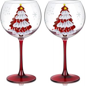 Verres &Agrave; Vin Festifs Peints &Agrave; La Main 560 Ml - Neuf