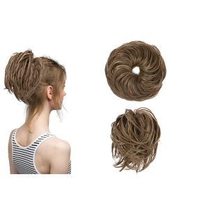Chignon D&eacute;coiff&eacute; En Fibre Haute Temp&eacute;rature De 20 Cm Avec Bandeau Ajustable - Blond Cendr&eacute; - Neuf