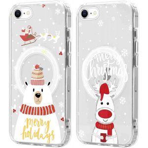 SJZG-2 Pi&egrave;ces No&euml;l Coque Magn&eacute;tique Pour Iphone 8/7/Se 2022/Se 2020 4,7'', Etui En Motif Dessin Cadeau De No&euml;l Compatible Avec Magsafe, Housse Christmas Silicone Bumper Cover Pour Iphone 8, No&euml;l 04 - Neuf