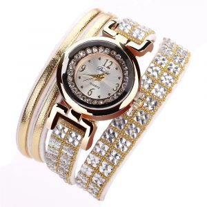 Duoya Femmes Frais Simple Strass Bracelet Montre-Bracelet Cha&icirc;ne Robe Montre &Agrave; Quartz (Blanc) - Neuf