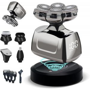 Rasoir &iquest;&iquest;Lectrique Barbe T&iquest;&ordm;te Chauve, Tondeuse &iquest;&iquest; Cheveux Homme 5 En 1 Kit &iquest;&iquest;Tanche Avec 7 T&iquest;&ordm;tes Rotatives, Rasoir Pour T&iquest;&ordm;te Humide Et S&iquest;&iquest;Che - Neuf